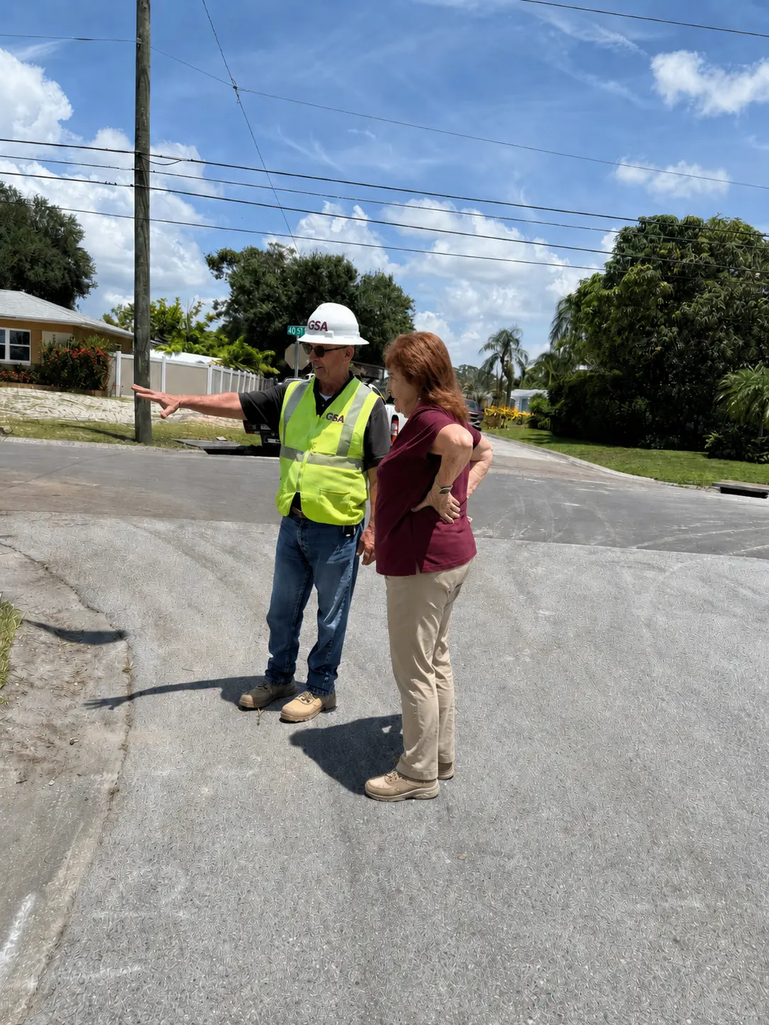 GSA representatives reviewing field conditions in a neighborhood